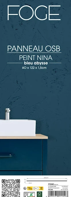 Panneau Ninna OSB-3 bleu 122 x 60 x 1,5 cm-Foge Discount