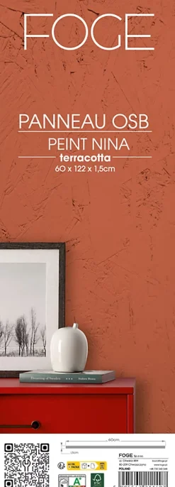 Foge Panneau Ninna OSB-3 terracotta122 x 60 x 1,5 cm