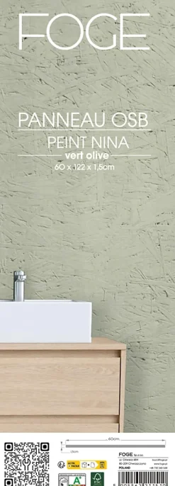 Foge Panneau Ninna OSB-3 vert olive 122 x 60 x 1,5 cm