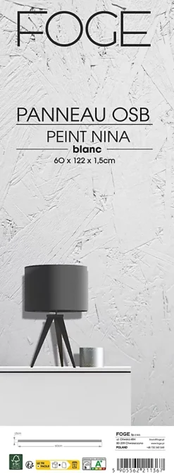 Foge Panneau OSB-3 blanc 122 x 60 x 1,5 cm