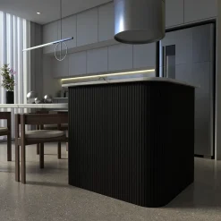 Panneau tasseau flexible Ella 275x60 cm – Lamelles MDF finition noire sur tissu-Radex Online