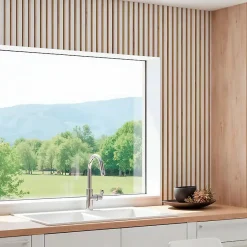 Panneau tasseaux bois 250 x 30 x 1,4 cm décor blanc / fond rigide chêne - 0,75m²-Decoon Outlet