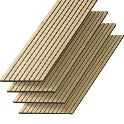 Panneaux Acoustiques Décoratifs en MDF Lot de 4, Chêne Blanc, 240x60cm-Kosmi Online