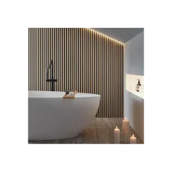 Panneaux Acoustiques Décoratifs en MDF Lot de 4, Chêne Blanc, 240x60cm-Kosmi Online