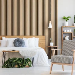 Panneaux Acoustiques Décoratifs en MDF Lot de 4, Chêne Blanc, 240x60cm-Kosmi Online