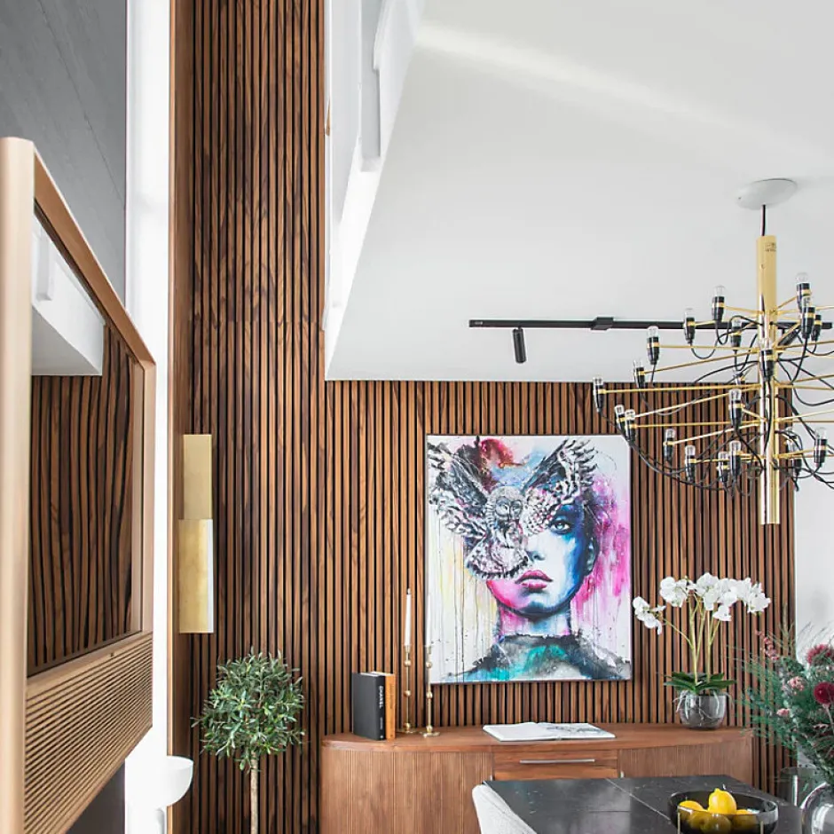 Panneaux Acoustiques Décoratifs en MDF Lot de 4, Teck, 240x60cm-Kosmi Clearance