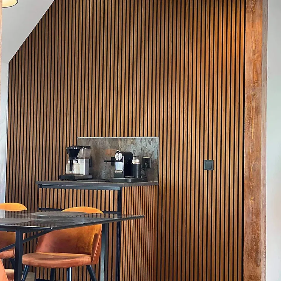 Panneaux Acoustiques Décoratifs en MDF Lot de 4, Teck, 240x60cm-Kosmi Clearance