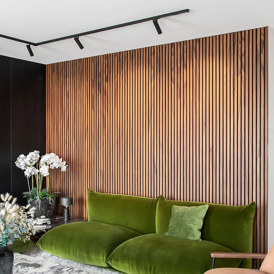 Panneaux Acoustiques Décoratifs en MDF Lot de 4, Teck, 240x60cm-Kosmi Clearance