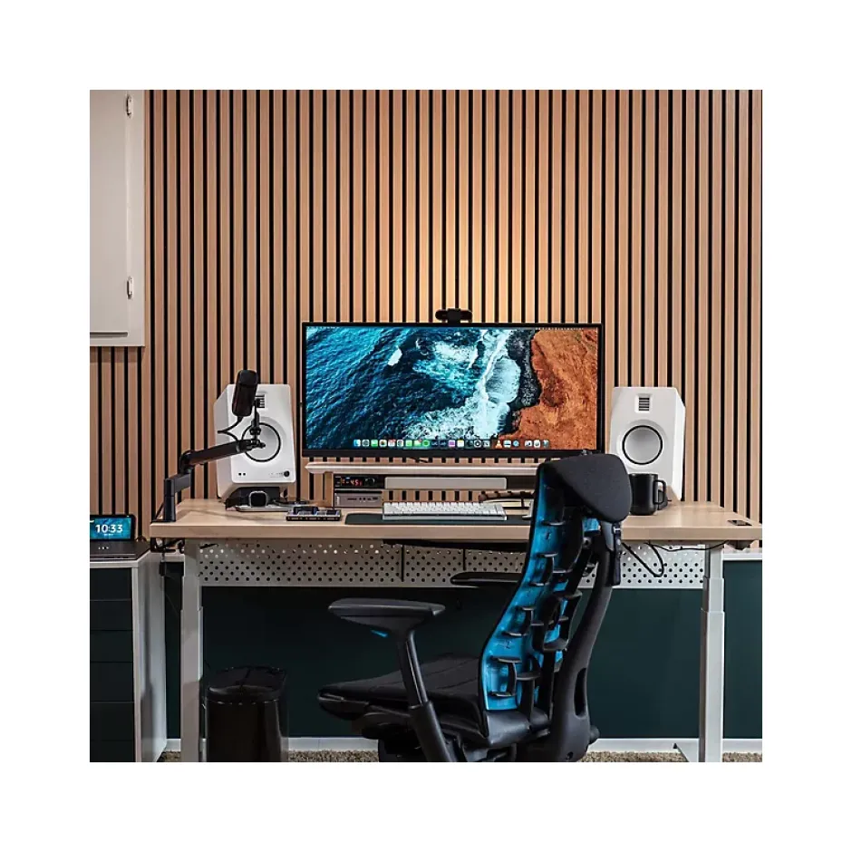 Panneaux Acoustiques Décoratifs en MDF Lot de 4, Teck, 240x60cm-Kosmi Clearance