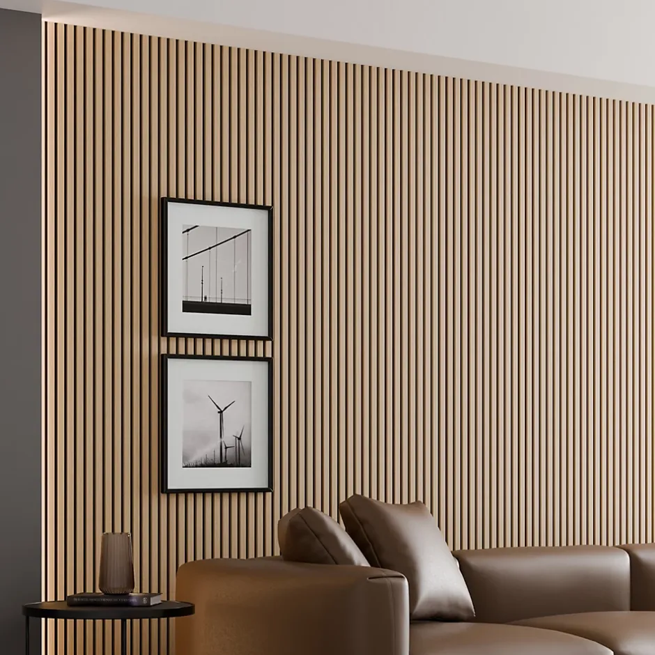 Ps Global Company Panneaux Acoustiques Décoratifs Chêne Feutrine Noir 240 x 60 x 2,1 cm Lot de 2