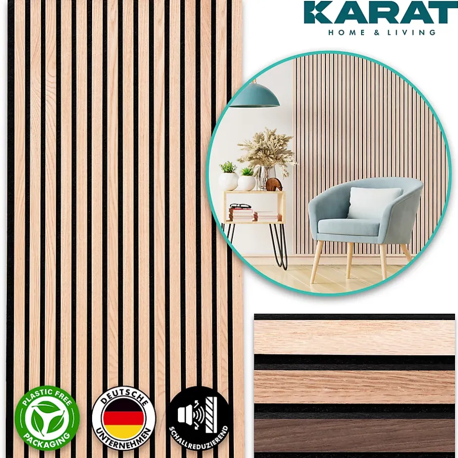 Panneaux acoustiques en aspect bois, 1 Pièce, 118 x 60 cm, White Oak-Floordirekt