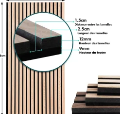 Panneaux acoustiques en aspect bois, 1 Pièce, 118 x 60 cm, White Oak-Floordirekt