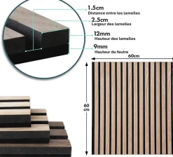 Floordirekt Panneaux acoustiques en aspect bois, 1 Pièce, 60 x 60 cm, Red Oak