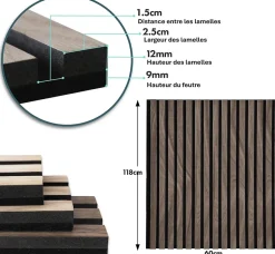 Floordirekt Panneaux acoustiques en aspect bois, 1 Pièce, 60 x 60 cm, Black Walnut