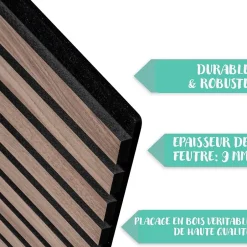 Panneaux acoustiques en aspect bois, 1 Pièce, 118 x 60 cm, Black Walnut-Floordirekt New