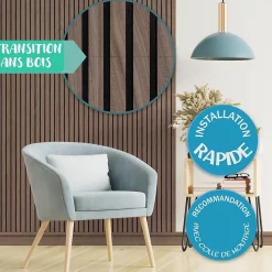 Panneaux acoustiques en aspect bois, 1 Pièce, 118 x 60 cm, Black Walnut-Floordirekt New