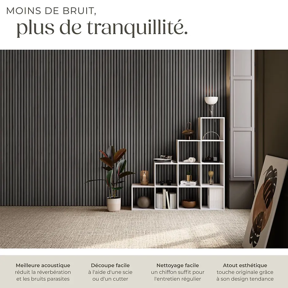 Tectake Panneaux acoustiques modernes aspect bois en MDF 120 x 60 x 2,1 cm