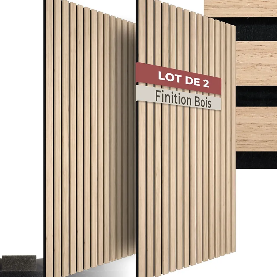 Panneaux acoustiques modernes aspect bois en MDF 120 x 60 x 2,1 cm-Tectake