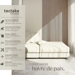 Panneaux acoustiques modernes aspect bois en MDF 120 x 60 x 2,1 cm-Tectake