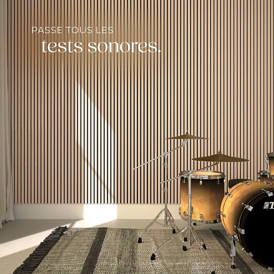 Panneaux acoustiques modernes aspect bois en MDF 120 x 60 x 2,1 cm-Tectake