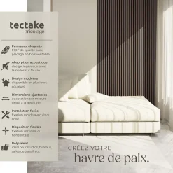 Tectake Panneaux acoustiques modernes aspect bois en MDF 120 x 60 x 2,1 cm