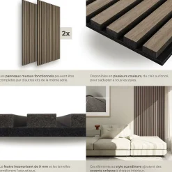 Panneaux acoustiques modernes aspect bois en MDF 120 x 60 x 2,1 cm-Tectake Outlet