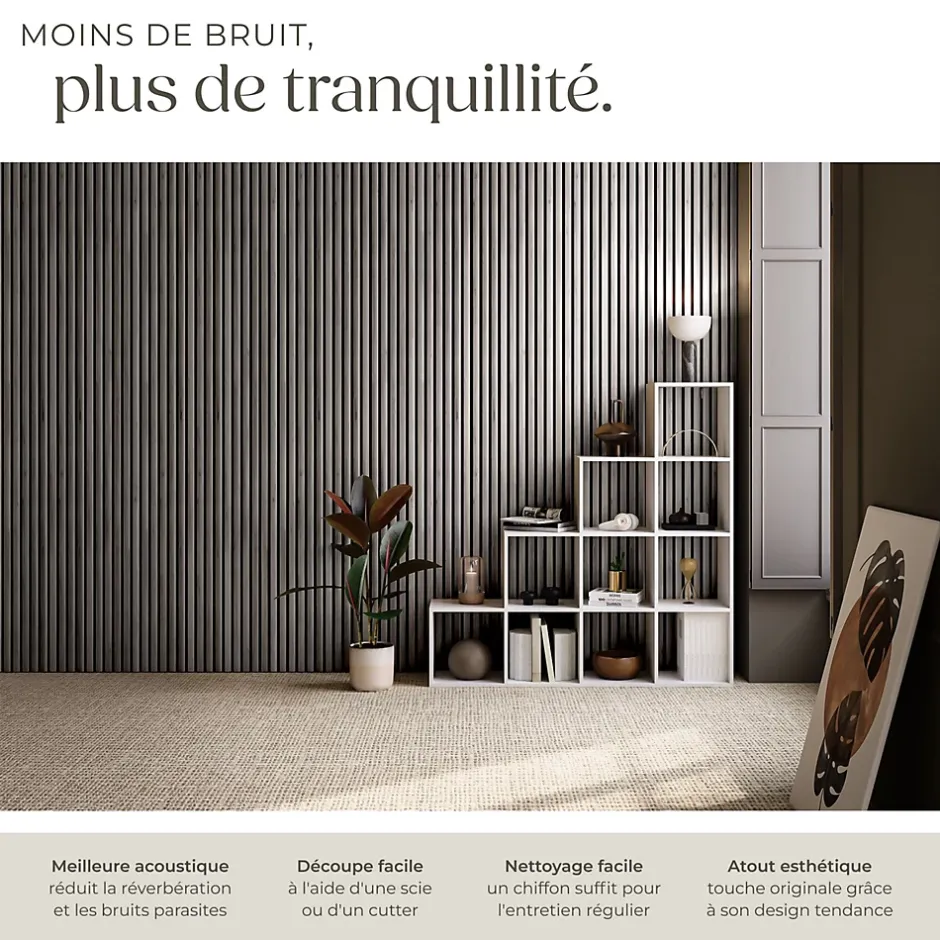 Panneaux acoustiques modernes aspect bois en MDF 120 x 60 x 2,1 cm-Tectake Hot