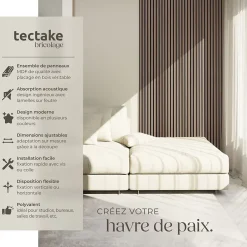 Tectake Panneaux acoustiques modernes aspect bois en MDF 120 x 60 x 2,1 cm