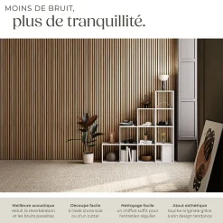 Panneaux acoustiques modernes aspect bois en MDF 120 x 60 x 2,1 cm-Tectake Discount