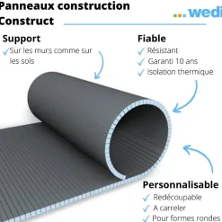 Panneaux de construction Construct, formes rondes transveral 250 x 60 x 3 cm-Wedi New