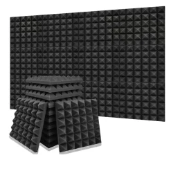 Mel deco Panneaux de Mousse Acoustique Pyramidale - Isolation Phonique Studio - 6 Pièces, 5 cm - 30x30cm
