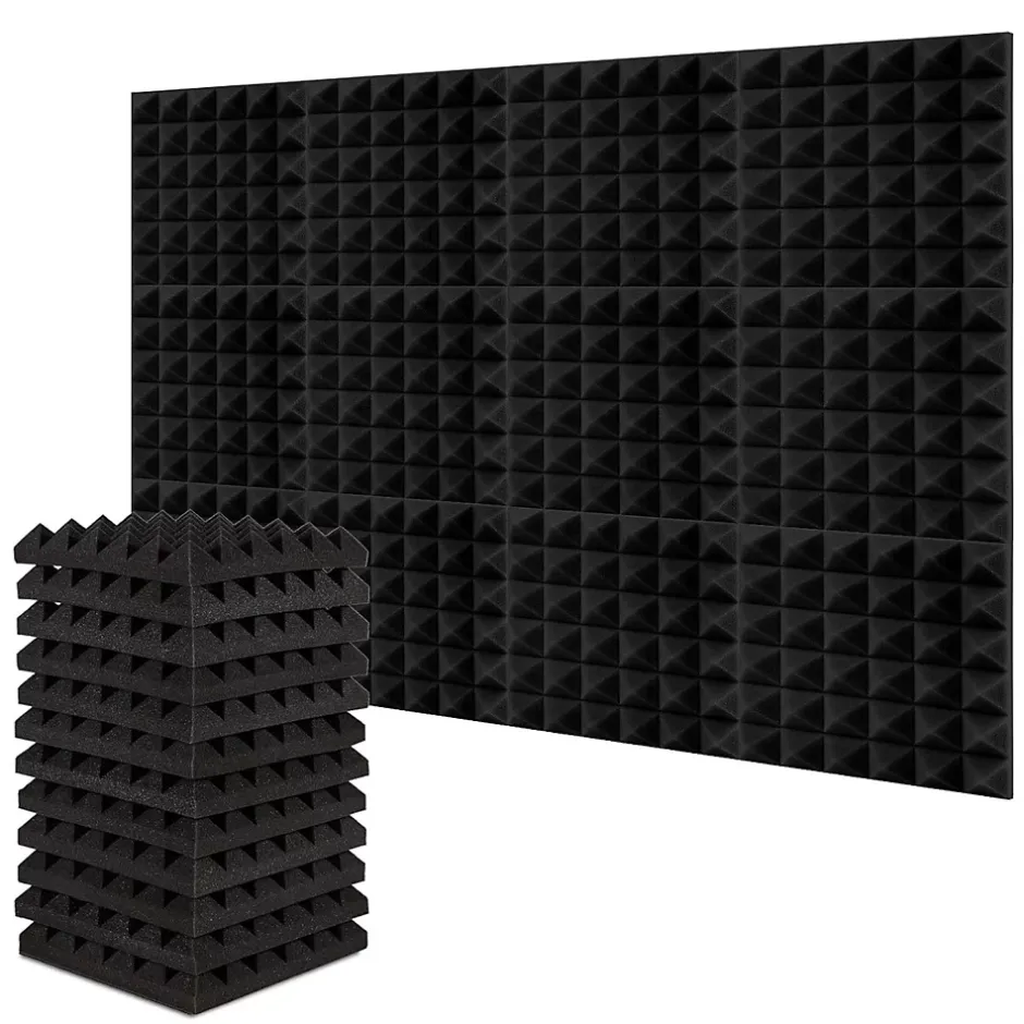 Mel deco Panneaux de Mousse Acoustique Pyramidale - Isolation Phonique Studio - 6 Pièces, 5 cm - 30x30cm
