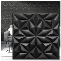 Deccart Panneaux de plafond et panneaux muraux Decoratif 3D Onyx Noir 2m² / 8pièces
