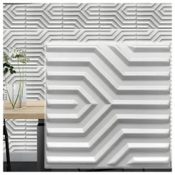 Deccart Panneaux de plafond et panneaux muraux Decoratif 3D Zygzak Blanc 2m² / 8pièces