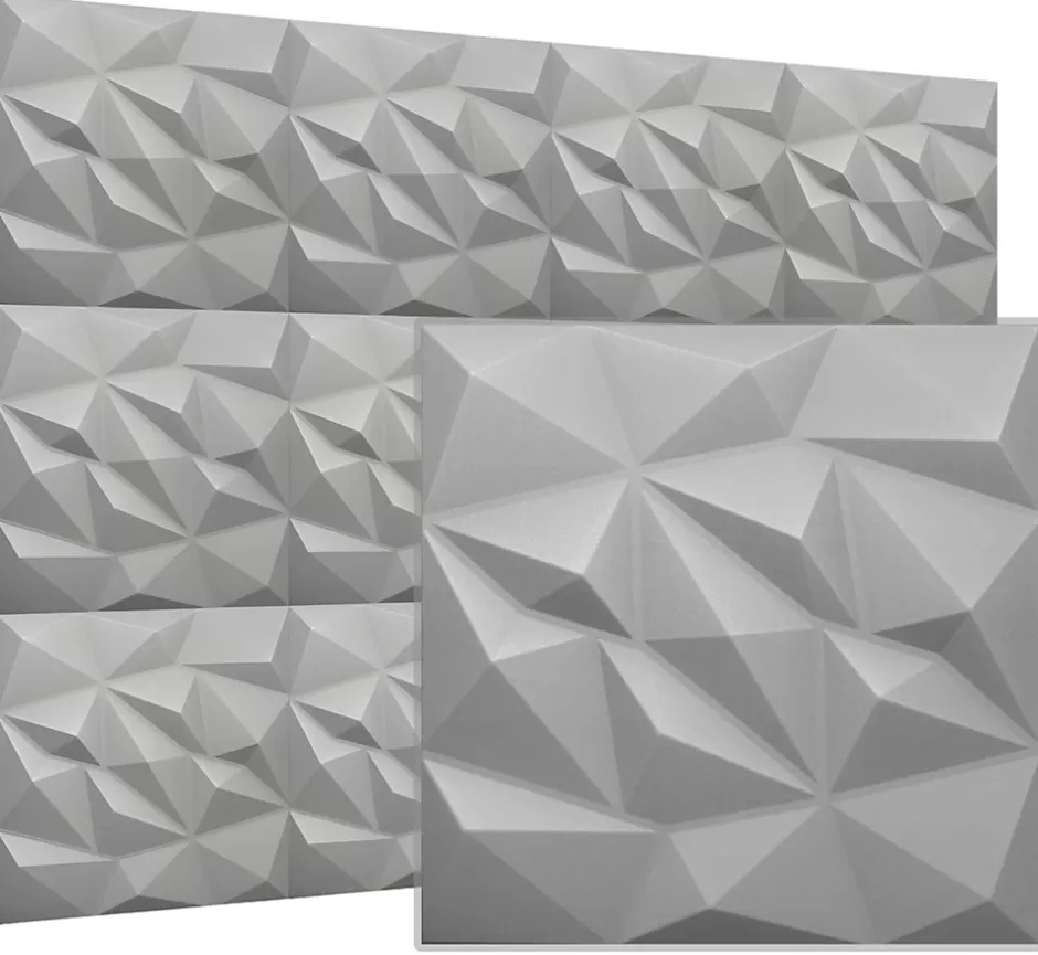 Deccart Panneaux de plafond et panneaux muraux Decoratif 3D Brylant Gris 8m² / 32pièces