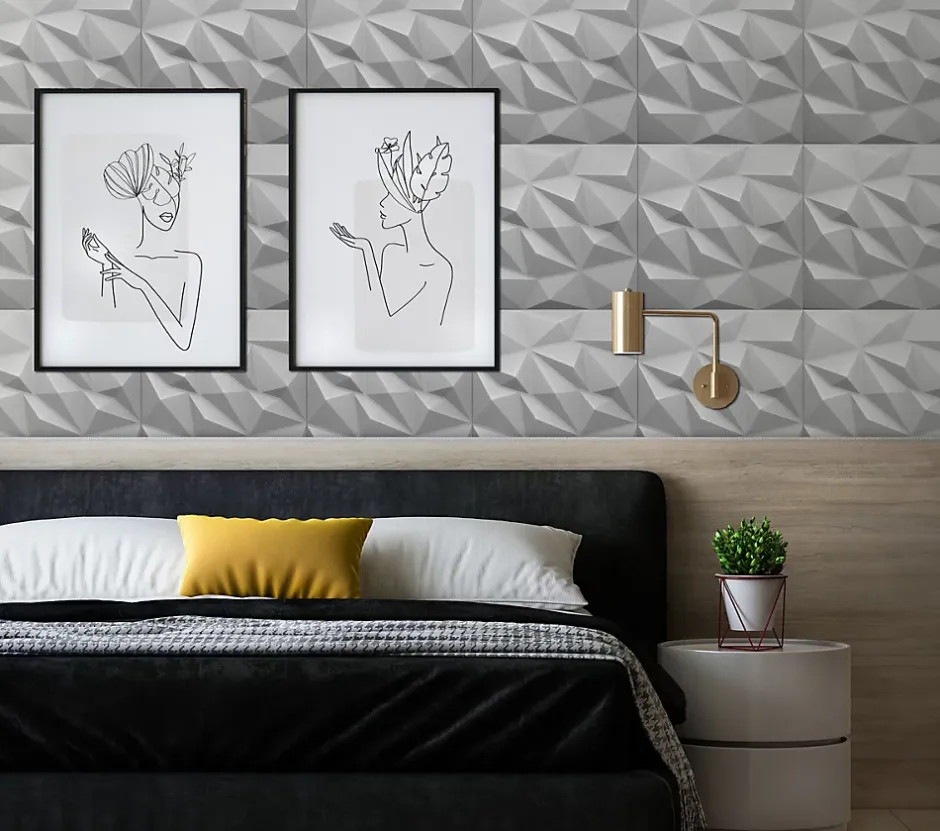 Deccart Panneaux de plafond et panneaux muraux Decoratif 3D Brylant Gris 8m² / 32pièces