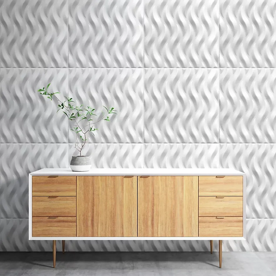 Panneaux de plafond et panneaux muraux Decoratif 3D Ogien Blanc 2m² / 8pièces-Deccart