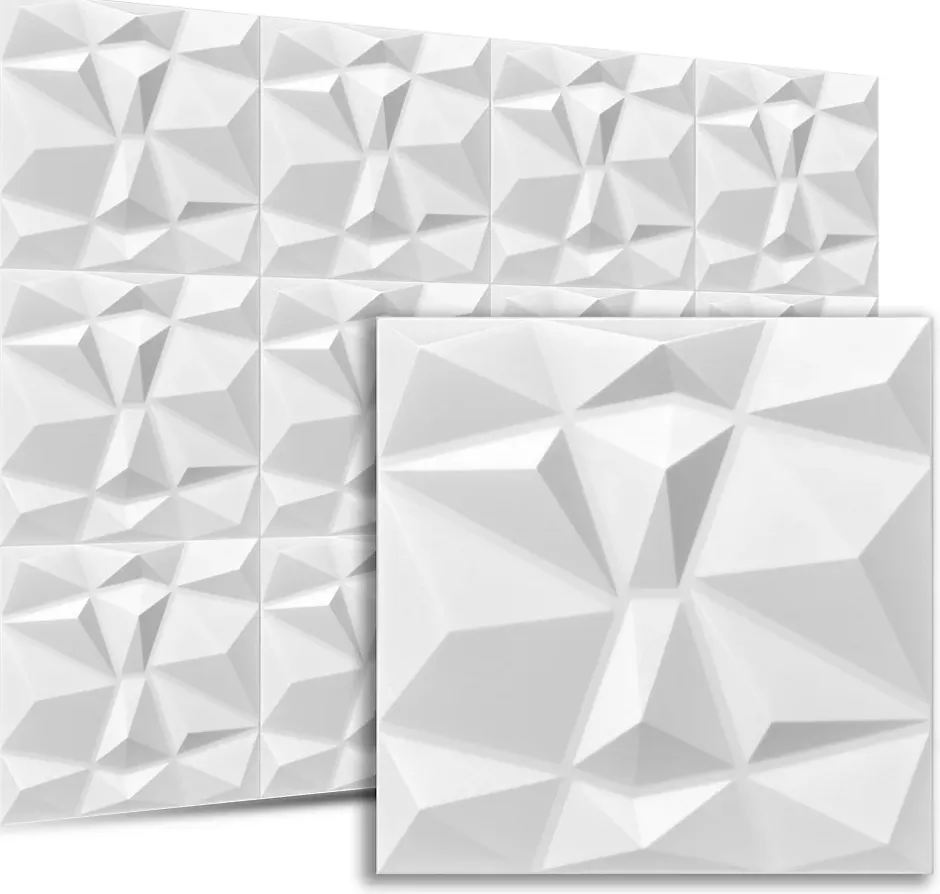 Panneaux de plafond et panneaux muraux Decoratif 3D Bursztyn Blanc 12m² / 48pièces-Deccart Best