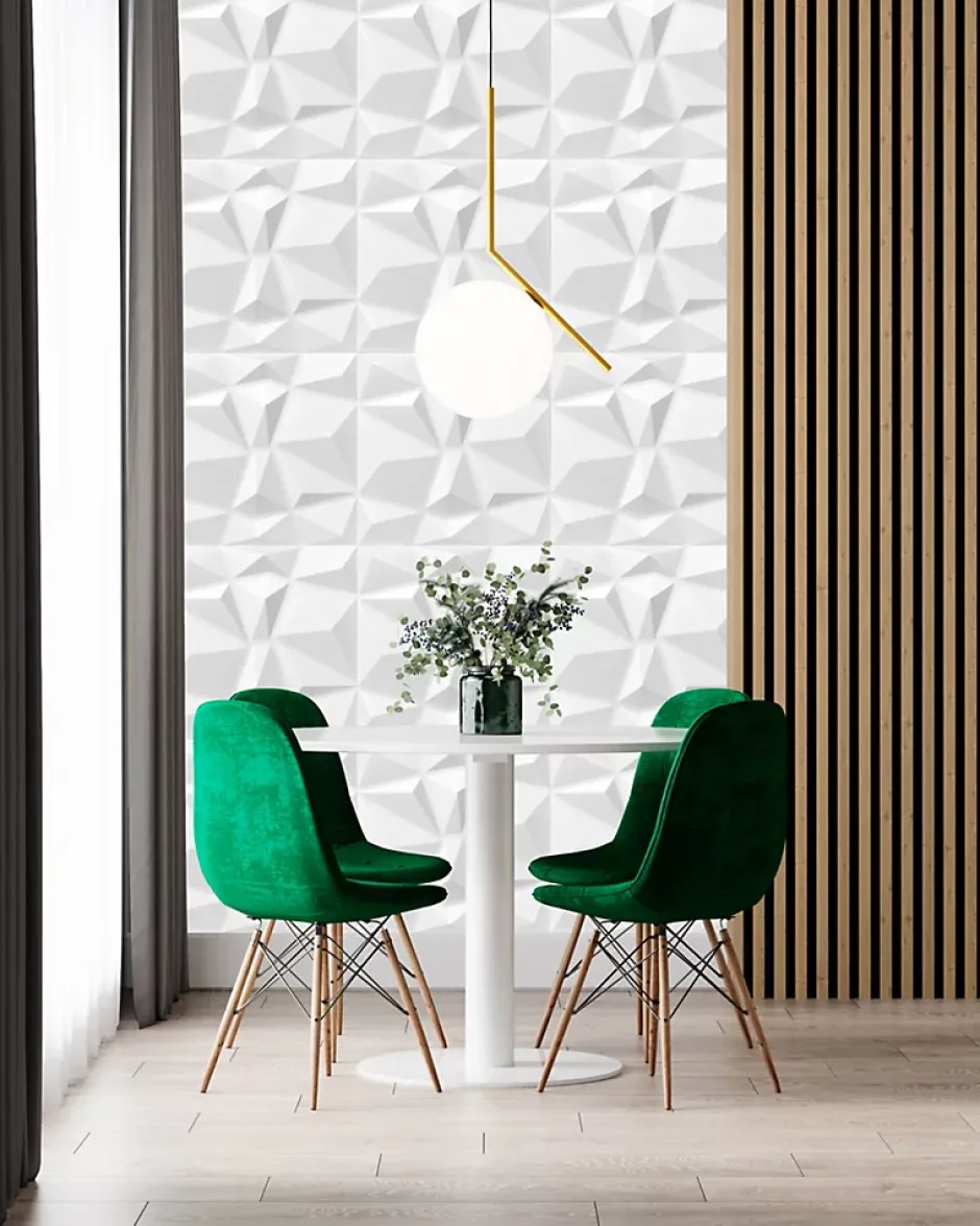 Panneaux de plafond et panneaux muraux Decoratif 3D Bursztyn Blanc 12m² / 48pièces-Deccart Best