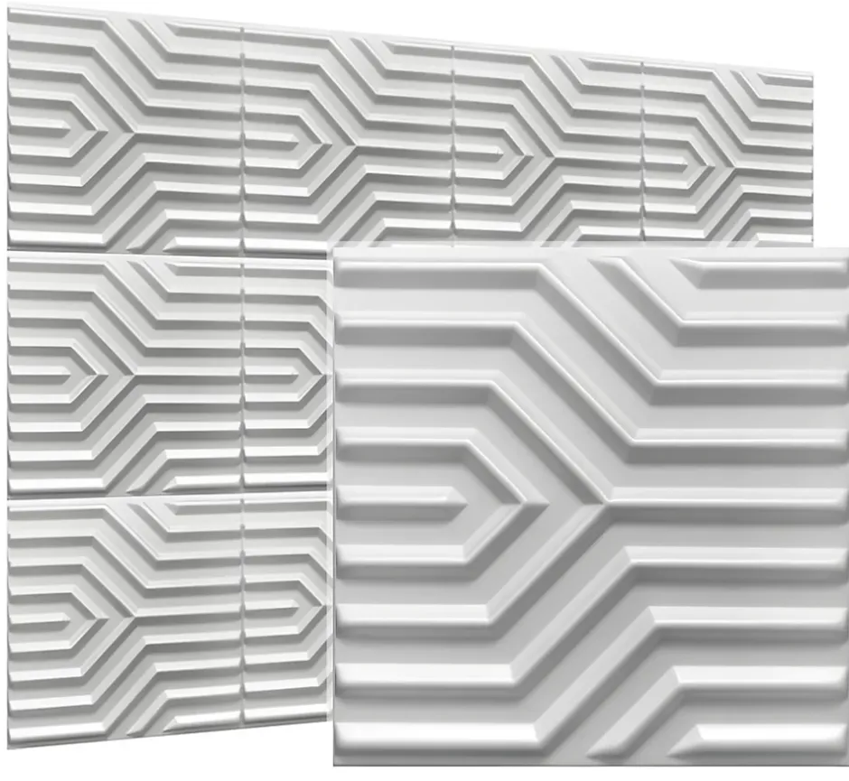 Deccart Panneaux de plafond et panneaux muraux Decoratif 3D Zygzak Blanc 12m² / 48pièces