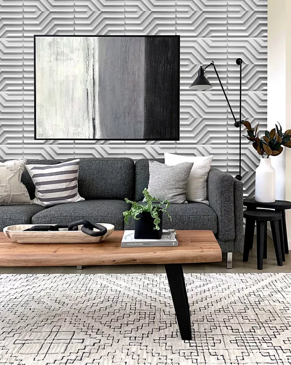 Deccart Panneaux de plafond et panneaux muraux Decoratif 3D Zygzak Blanc 12m² / 48pièces