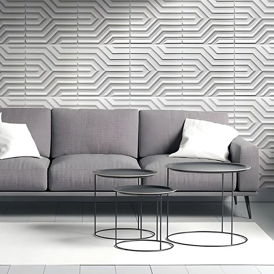 Deccart Panneaux de plafond et panneaux muraux Decoratif 3D Zygzak Blanc 12m² / 48pièces