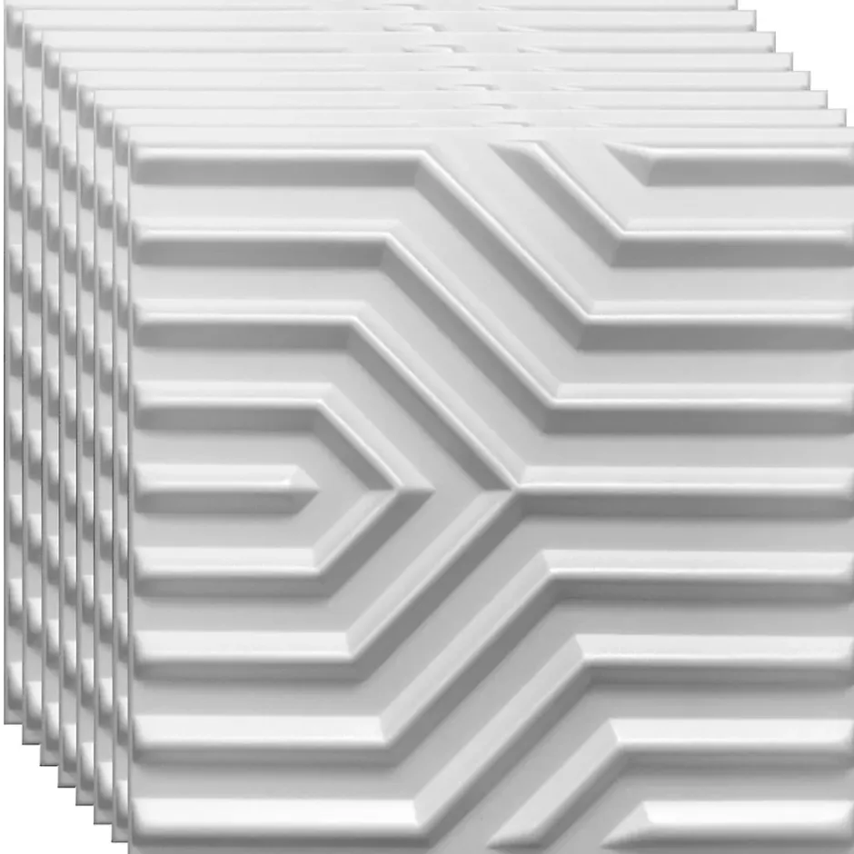 Deccart Panneaux de plafond et panneaux muraux Decoratif 3D Zygzak Blanc 12m² / 48pièces
