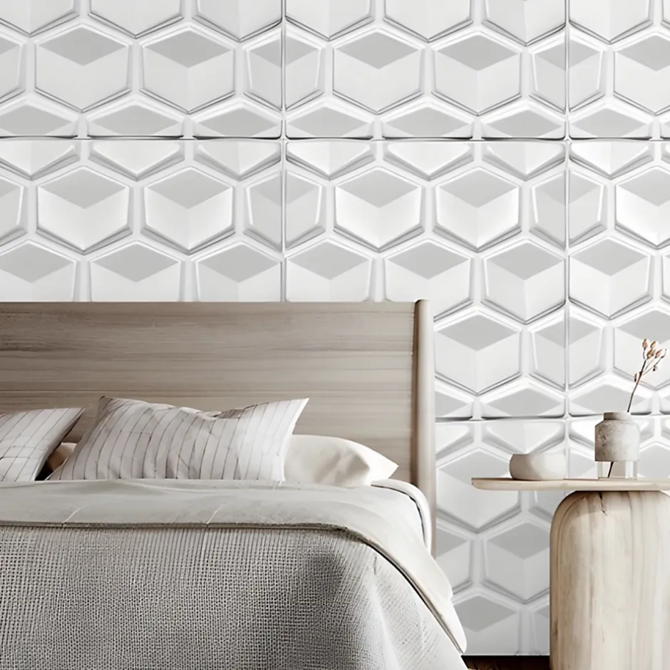 Deccart Panneaux de plafond et panneaux muraux Decoratif 3D Honey Blanc 12m² / 48pièces
