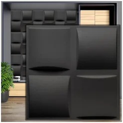 Deccart Panneaux de plafond et panneaux muraux Decoratif 3D Pled Noir 2m² / 8pièces