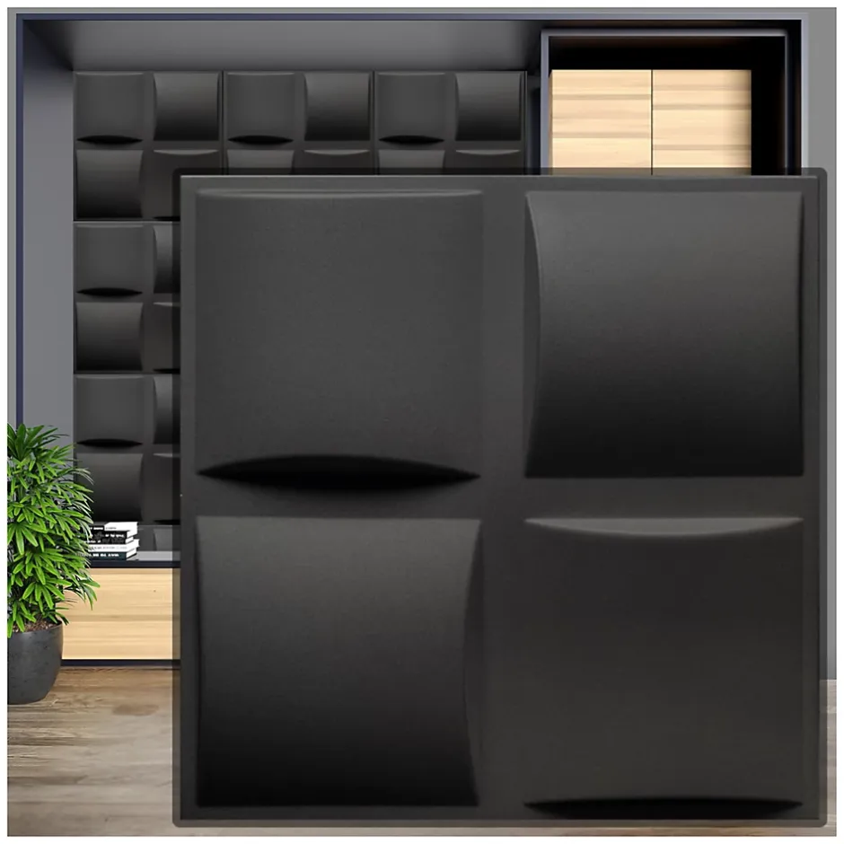 Deccart Panneaux de plafond et panneaux muraux Decoratif 3D Pled Noir 2m² / 8pièces