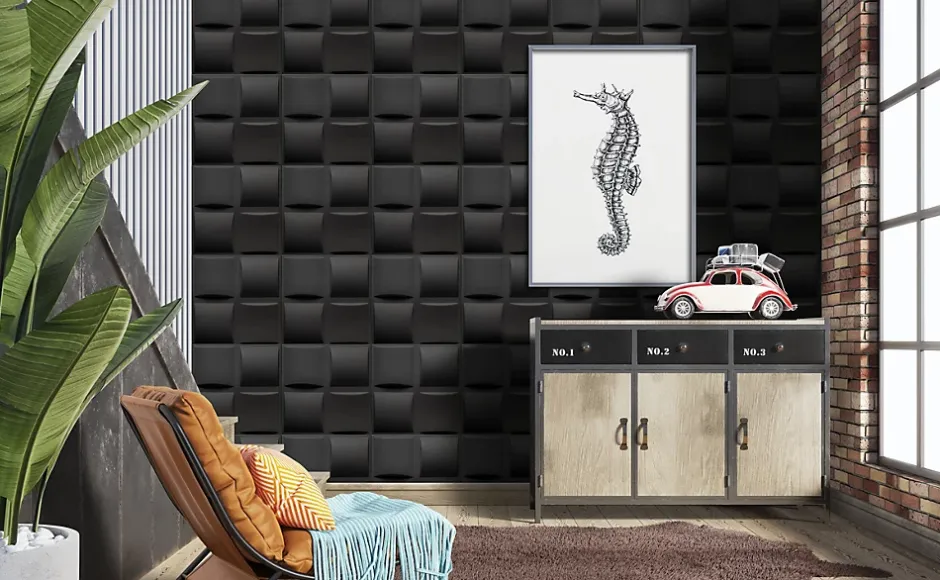 Deccart Panneaux de plafond et panneaux muraux Decoratif 3D Pled Noir 2m² / 8pièces