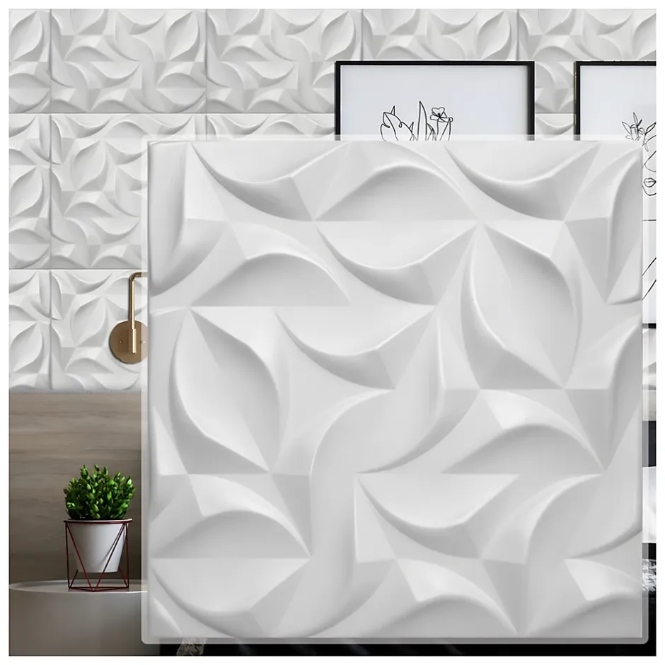 Deccart Panneaux de plafond et panneaux muraux Decoratif 3D River Blanc 2m² / 8pièces
