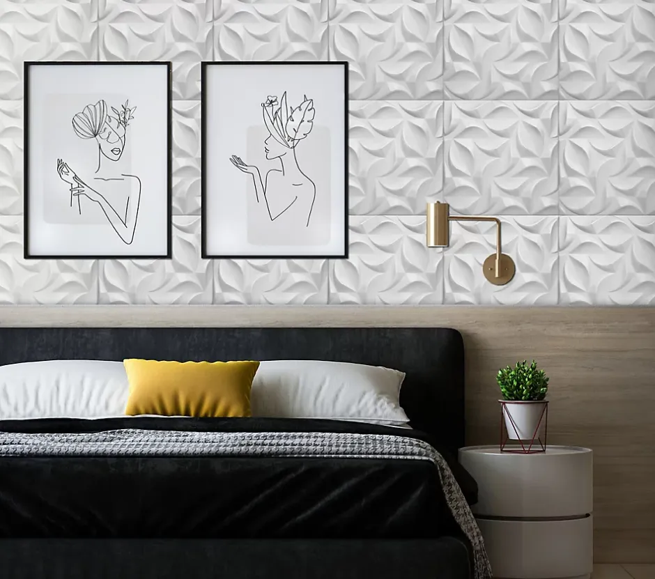 Deccart Panneaux de plafond et panneaux muraux Decoratif 3D River Blanc 2m² / 8pièces