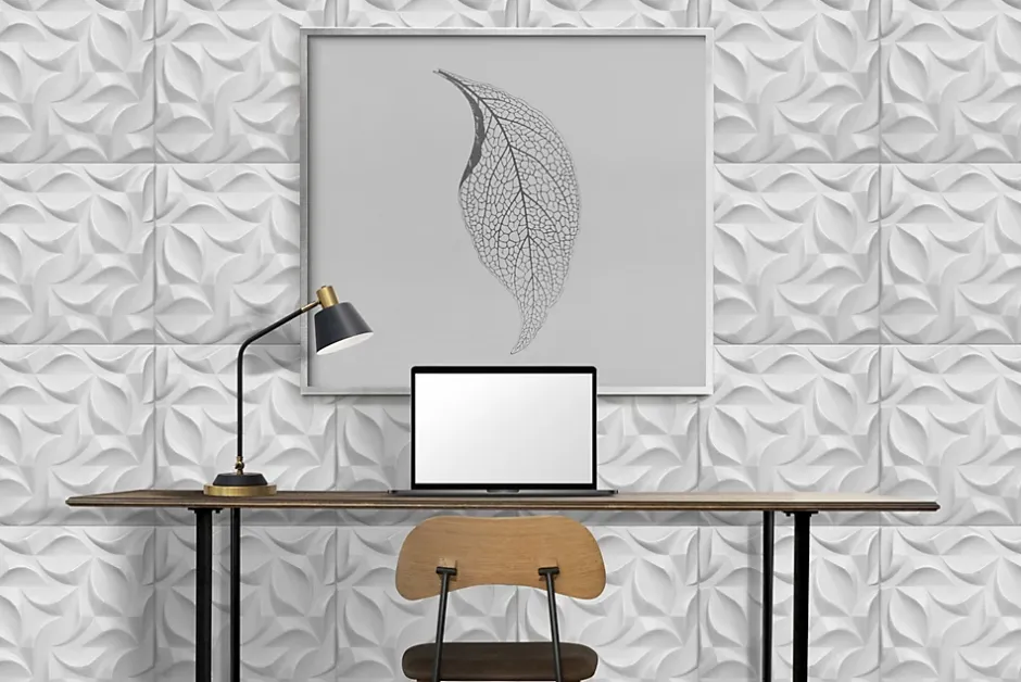 Deccart Panneaux de plafond et panneaux muraux Decoratif 3D River Blanc 2m² / 8pièces